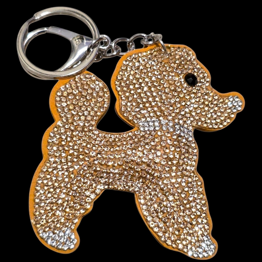 Sparkling Poodle Dog Bag Charm Keychain